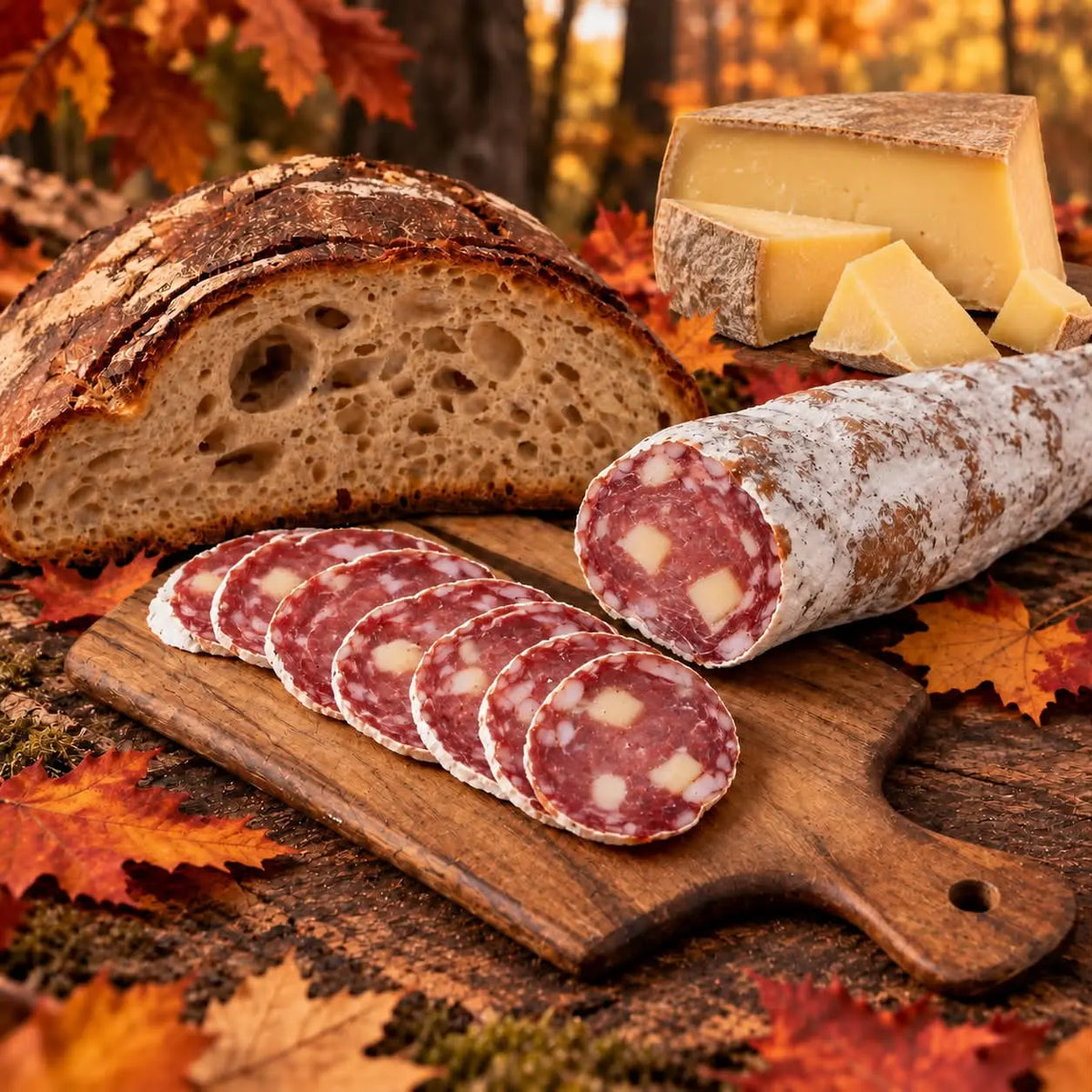Saucisson au Beaufort 180 g tranché avec morceaux de fromage – Ôsaucissons