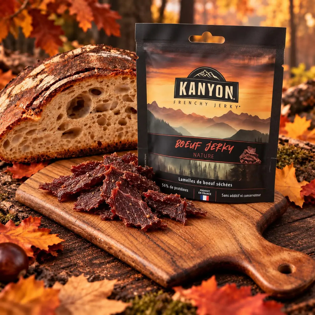Bœuf séché jerky nature 50 g, sachet et lamelles de bœuf – Ôsaucissons