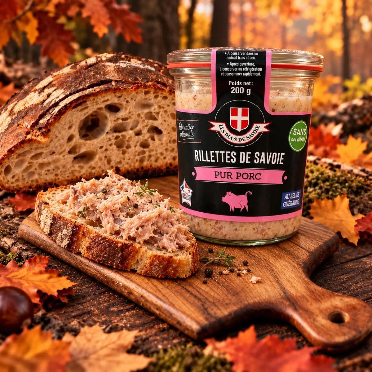 Rillettes de Savoie pur porc 200 g en bocal et tartine – Ôsaucissons