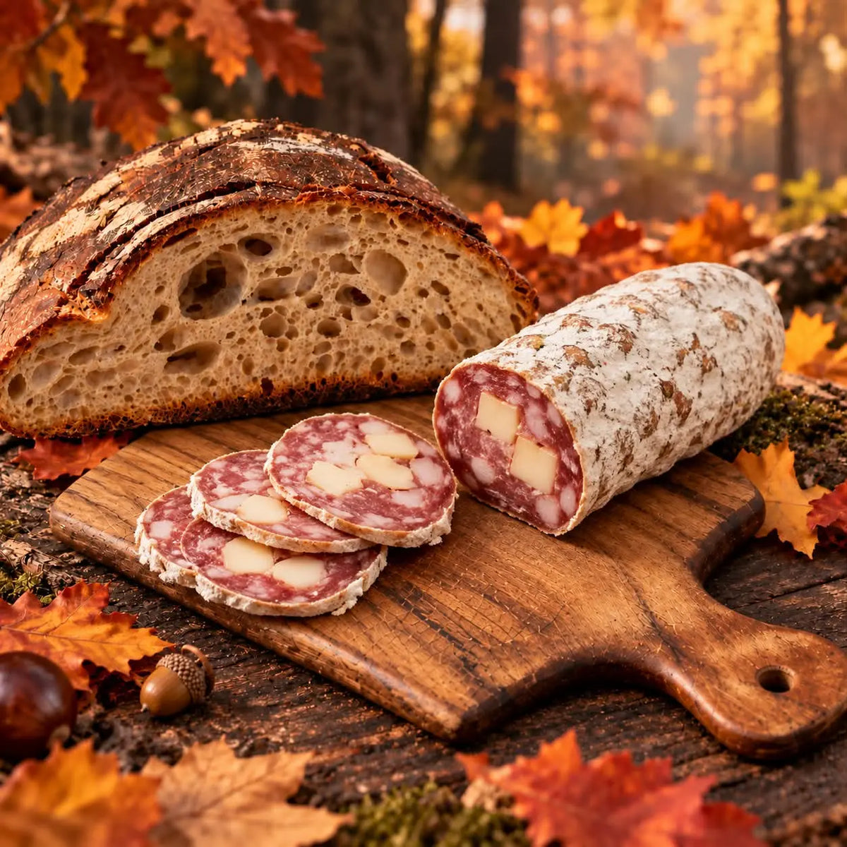 Tranches de saucisson à l'Abondance avec morceaux de fromage – Ôsaucissons