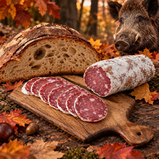 Saucisson au sanglier 180 g tranché en forêt d'automne – Ôsaucissons
